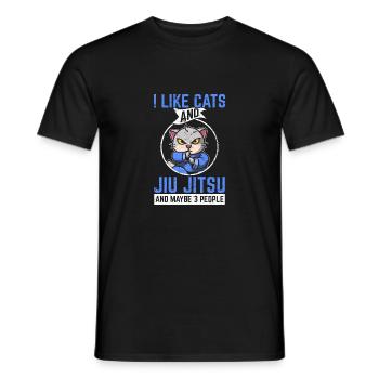 J’aime les chats et le jiu jitsu et peut-être 3 personnes brésiliennes - T-shirt homme - noir - Devant - AI Model Male 178 light (178cm)