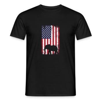 Elephant Lover American Flag Africa Save Elephants - Men's T-Shirt - black - Front - AI Model Male 178 light (178cm)