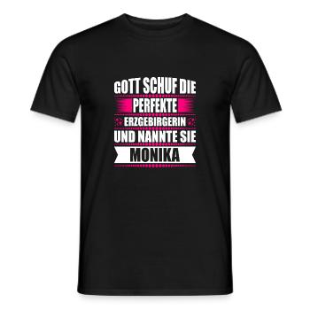 Erzgebirge Frau Namen Sachsen Monika - Männer T-Shirt - Schwarz - Vorne - AI Model Male 178 light (178cm)