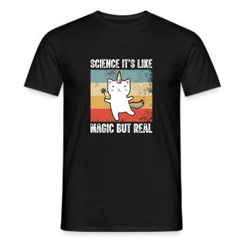 Science It s Like Magic but Real Retro - Men's T-Shirt - black - Front - AI Model Male 178 light (178cm)