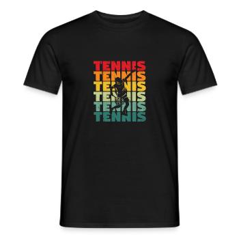 Tennis Silhouette Retro Vintage Spieler Trainer - Männer T-Shirt - Schwarz - Vorne - AI Model Male 178 light (178cm)