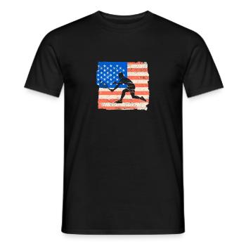 American Flag Tennis Player Funny US Sports - Men's T-Shirt - black - Front - AI Model Male 178 light (178cm)