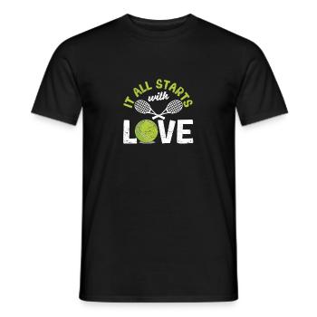It all starts with love Tennis Fun sport - Men's T-Shirt - black - Front - AI Model Male 178 light (178cm)