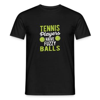 Sports enthusiast coach jokes: tennis player - Men's T-Shirt - black - Front - AI Model Male 178 light (178cm)