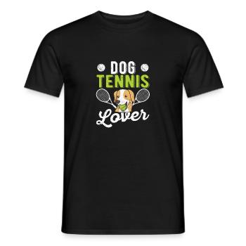 chien, amateur tennis, rigolote, sport, joueur, entraîneur - T-shirt homme - noir - Devant - AI Model Male 178 light (178cm)