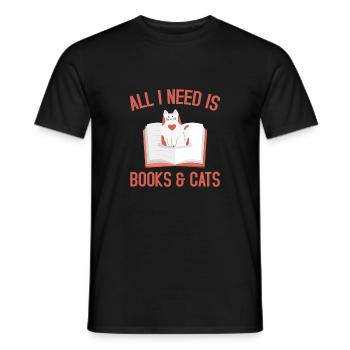 All I need is books - Männer T-Shirt - Schwarz - Vorne - AI Model Male 178 light (178cm)