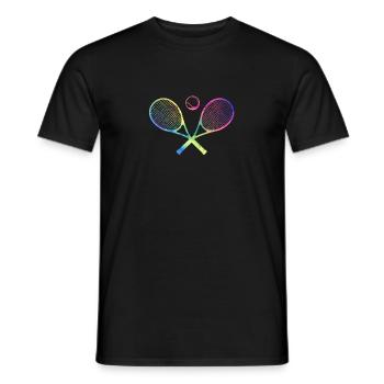 tennis raquettes croisées boule drôle sport jeux - T-shirt homme - noir - Devant - AI Model Male 178 light (178cm)