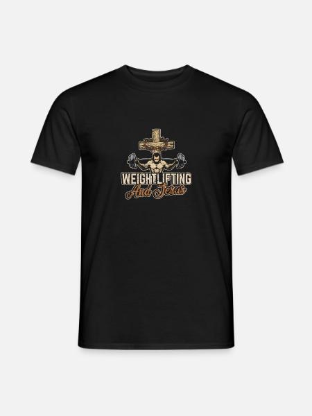 Funny I Like Weightlifting & Jesus Christian Worko - Männer T-Shirt - Schwarz