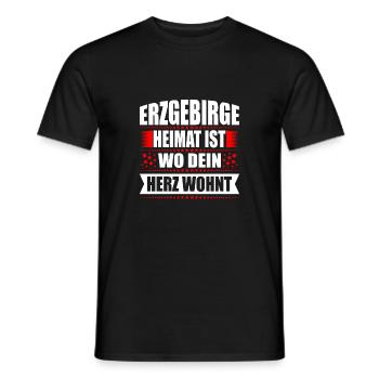 Erzgebirge Heimat Herz Wohnt Geschenk Weihnachten - Männer T-Shirt - Schwarz - Vorne - AI Model Male 178 light (178cm)