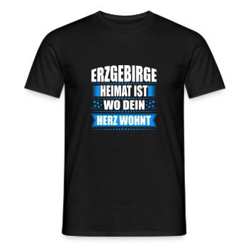 Erzgebirge Heimat Herz Wohnt Geschenk Weihnachten - Männer T-Shirt - Schwarz - Vorne - AI Model Male 178 light (178cm)