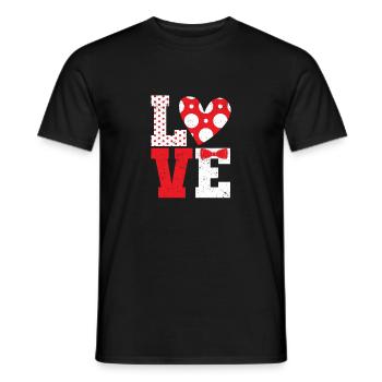 Polka Dot Love Heart Fly Saint-Valentin Couples - T-shirt homme - noir - Devant - AI Model Male 178 light (178cm)