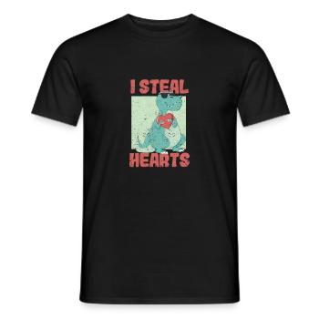Ich stehle Herzen lustig Valentinstag Dinosaurier - Männer T-Shirt - Schwarz - Vorne - AI Model Male 178 light (178cm)