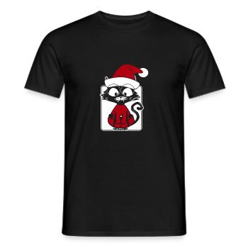 Cat Santa Claus - Men's T-Shirt - black - Front - AI Model Male 178 light (178cm)