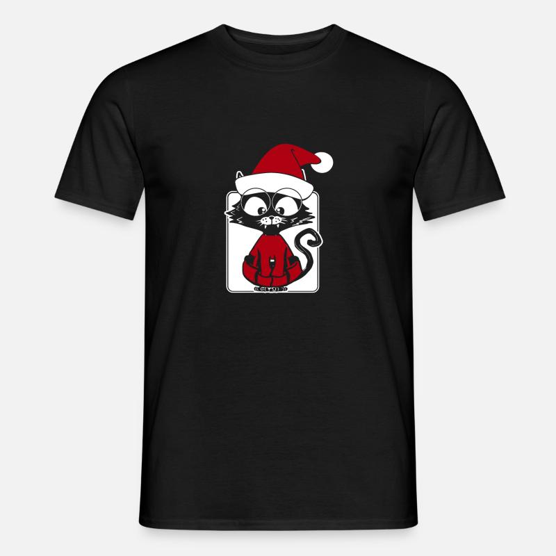Katze Weihnachtsmann - Männer T-Shirt - Schwarz