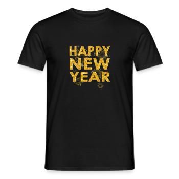 Tenue de fête du Nouvel An - Bonne année - T-shirt homme - noir - Devant - AI Model Male 178 light (178cm)