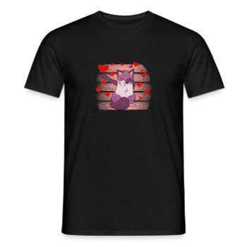 Drôle de drôle de cœur de chat chaton de Saint-Valentin - T-shirt homme - noir - Devant - AI Model Male 178 light (178cm)