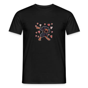 Funny Dabbing Dog Heart Valentine's Day Dab Dance - Men's T-Shirt - black - Front - AI Model Male 178 light (178cm)