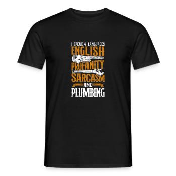 Plumbing Plumber Vintage I Speak 4 - Men's T-Shirt - black - Front - AI Model Male 178 light (178cm)