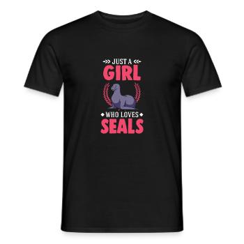Robben Mädchen Seehund Seelöwe - Männer T-Shirt - Schwarz - Vorne - AI Model Male 178 light (178cm)