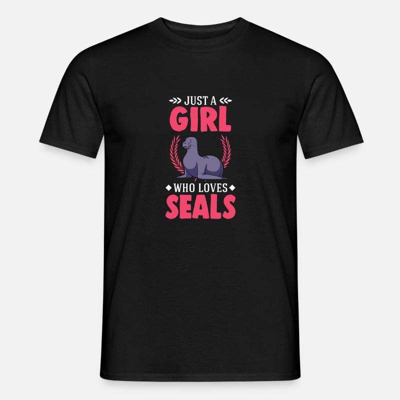 Robben Mädchen Seehund Seelöwe - Männer T-Shirt - Schwarz
