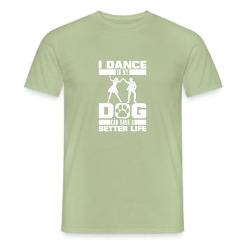 Chien professeur de danse - T-shirt homme - vert sauge - Devant - AI Model Male 178 light (178cm)