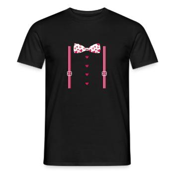 Bretelles de Saint-Valentin et nœud papillon - T-shirt homme - noir - Devant - AI Model Male 178 light (178cm)
