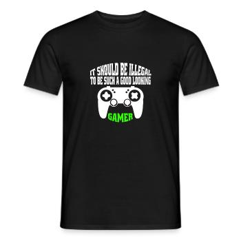 Joueur drôle disant pari jeu cadeau joueur - T-shirt homme - noir - Devant - AI Model Male 178 light (178cm)