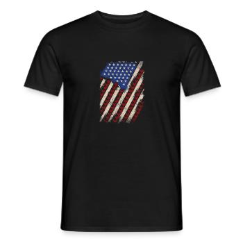 Valentine's Day American Flag Hearts USA Love - Men's T-Shirt - black - Front - AI Model Male 178 light (178cm)