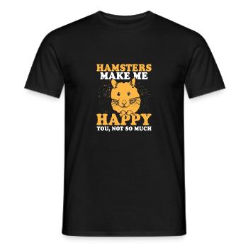 Hamster Make Me Happy You Not So Much Motif - Men's T-Shirt - black - Front - AI Model Male 178 light (178cm)