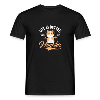 Life is better with my hamster - T-shirt homme - noir - Devant - AI Model Male 178 light (178cm)
