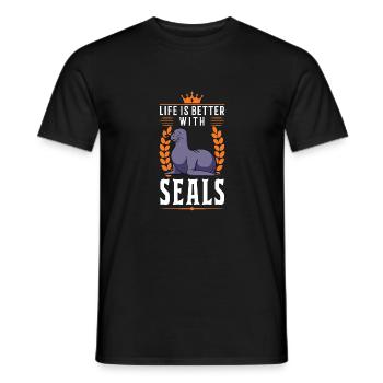 Das Leben ist besser mit einem Seehund Robbe - Männer T-Shirt - Schwarz - Vorne - AI Model Male 178 light (178cm)