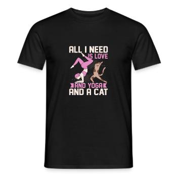 All I Need Is Love And Yoga And A Cat Pose Love - Men's T-Shirt - black - Front - AI Model Male 178 light (178cm)