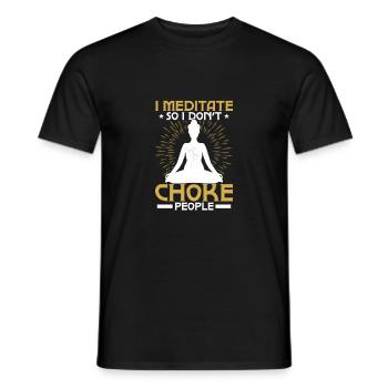 Je médite pour ne pas étouffer les gens en méditant le yoga - T-shirt homme - noir - Devant - AI Model Male 178 light (178cm)