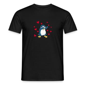 Tupfen Pinguin Herz Valentinstag Zoo Tier Vogel - Männer T-Shirt - Schwarz - Vorne - AI Model Male 178 light (178cm)