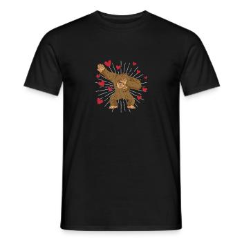 Dabbing Bigfoot Love Heart Saint-Valentin en plein air - T-shirt homme - noir - Devant - AI Model Male 178 light (178cm)