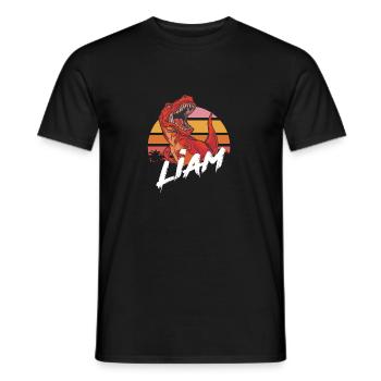 LIAM - Beautiful boy name with T-REX Dino - Men's T-Shirt - black - Front - AI Model Male 178 light (178cm)