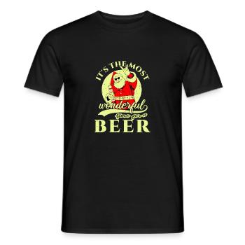 Most Wonderful Time For A Beer Retro Ugly Christma - Men's T-Shirt - black - Front - AI Model Male 178 light (178cm)