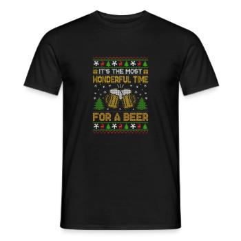 Most Wonderful Time For A Beer Retro Ugly Christma - Men's T-Shirt - black - Front - AI Model Male 178 light (178cm)