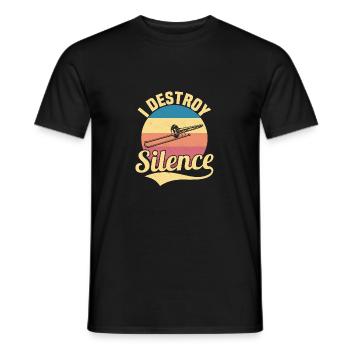 I Destroy Silence Trombone Player Marching Band Tr - Männer T-Shirt - Schwarz - Vorne - AI Model Male 178 light (178cm)