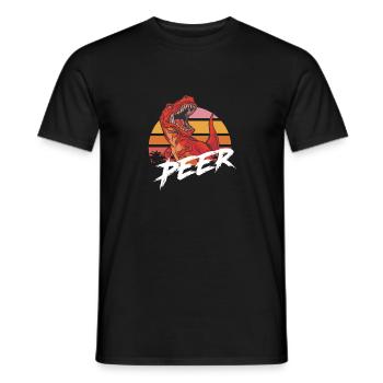 PEER - Schöner Jungen Name mit T-REX Dino - Männer T-Shirt - Schwarz - Vorne - AI Model Male 178 light (178cm)