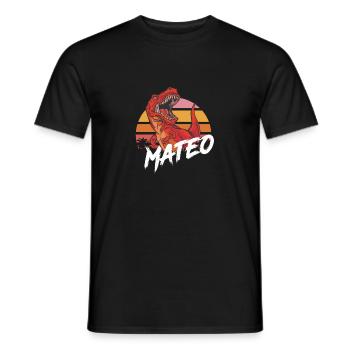 MATEO - Schöner Jungen Name mit T-REX Dino - Männer T-Shirt - Schwarz - Vorne - AI Model Male 178 light (178cm)
