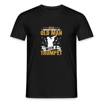 Ne sous-estimez jamais un vieil homme avec une trompette - T-shirt homme - noir - Devant - AI Model Male 178 light (178cm)