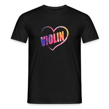 Violin Violinist Heart Watercolor - Männer T-Shirt - Schwarz - Vorne - AI Model Male 178 light (178cm)