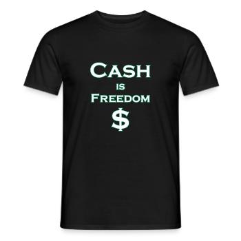 L’argent comptant est LIBERTÉ $ - blanc avec bordure verte - T-shirt homme - noir - Devant - AI Model Male 178 light (178cm)