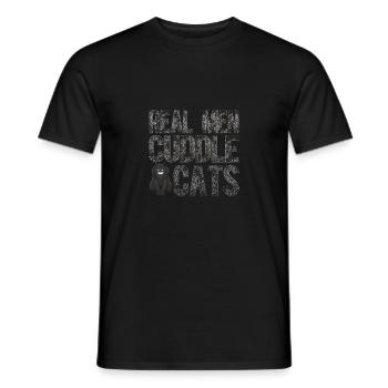 Real Men Cuddle Cats Funny Retro Cat Chaton amoureux - T-shirt homme - noir - Devant - AI Model Male 178 light (178cm)