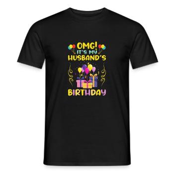 OMG It's My Husband's Birthday Gaming Day - Men's T-Shirt - black - Front - AI Model Male 178 light (178cm)