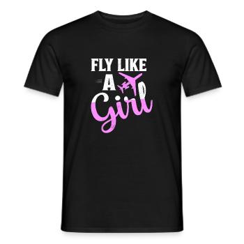 Fly Like A Girl Aviation Pilot Airline - T-shirt homme - noir - Devant - AI Model Male 178 light (178cm)