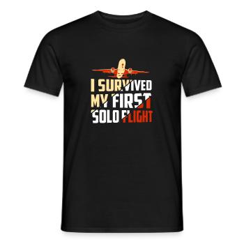 J’ai survécu à mon premier vol aérien en solo - T-shirt homme - noir - Devant - AI Model Male 178 light (178cm)