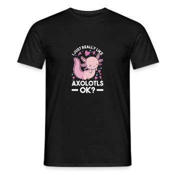 J’aime beaucoup la salamandre à queue d’Axolotl - T-shirt homme - noir - Devant - AI Model Male 178 light (178cm)