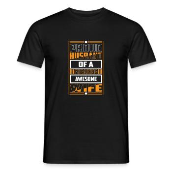 Proud Husband of a Freaking Awesome Wife Married - Men's T-Shirt - black - Front - AI Model Male 178 light (178cm)